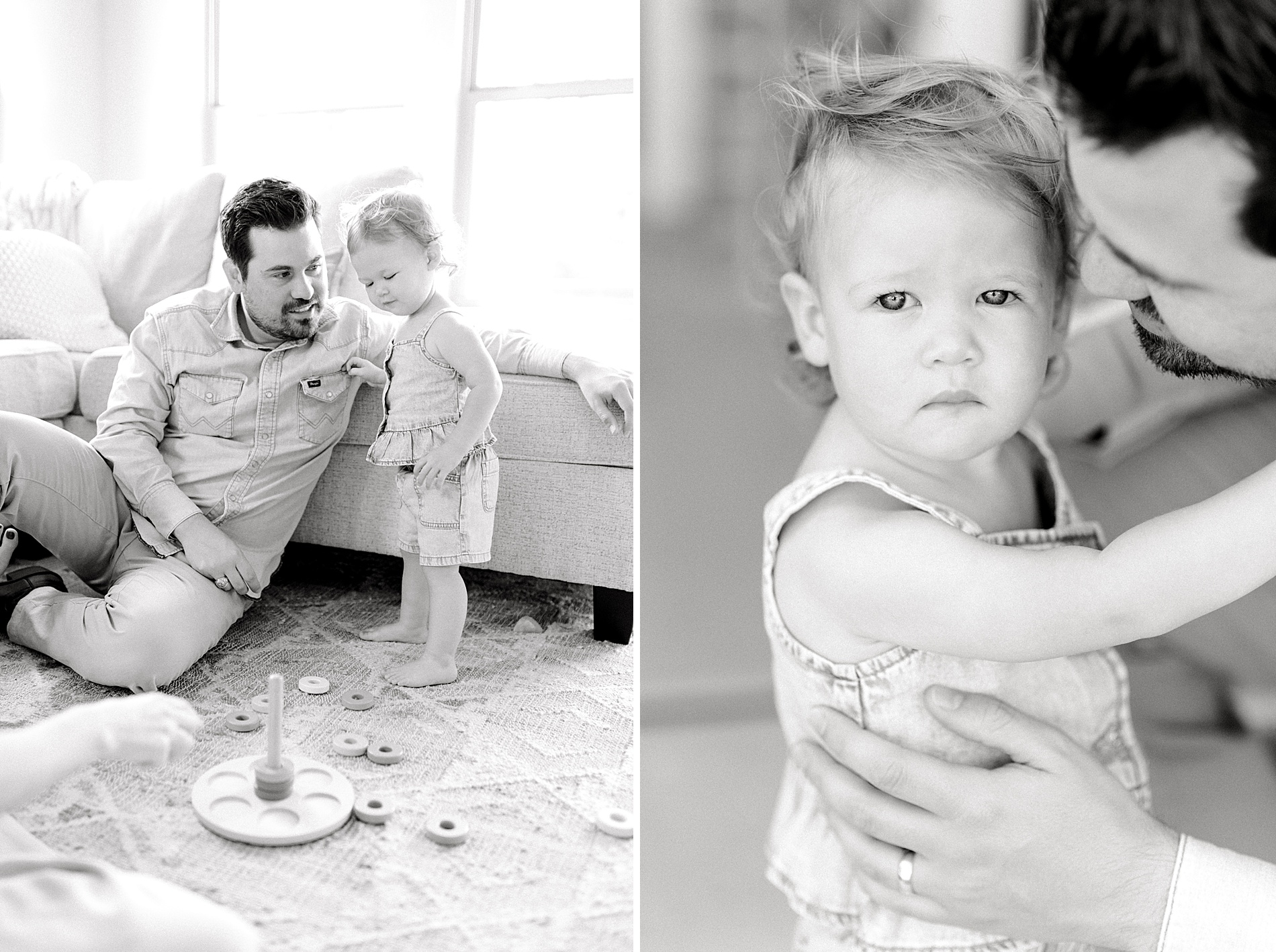 dad plays with his daughter during in-home lifestyle session