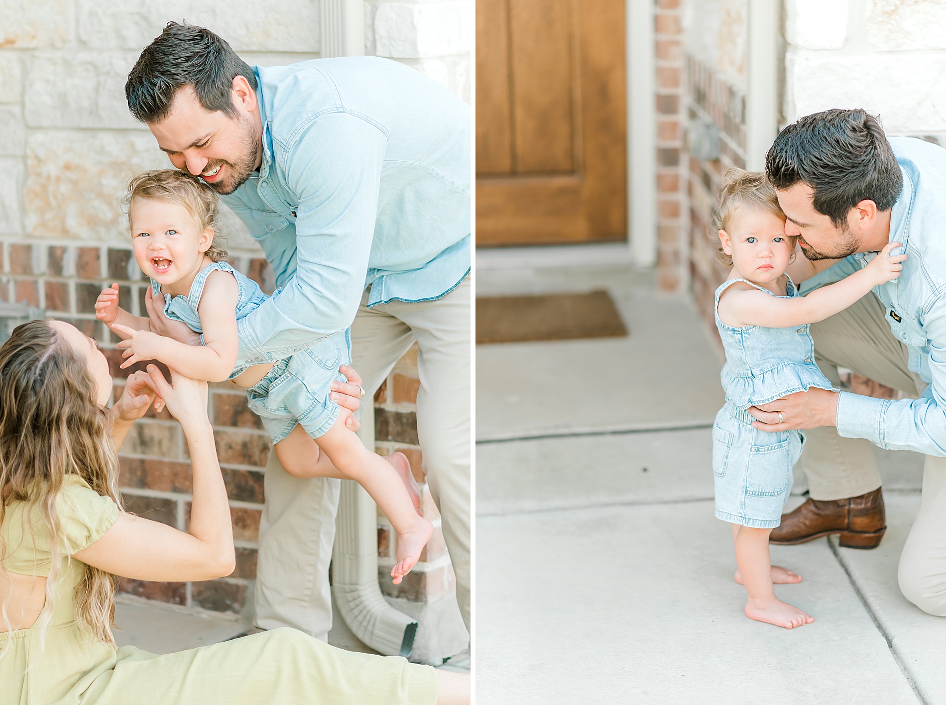 parents with little girl during in-home session