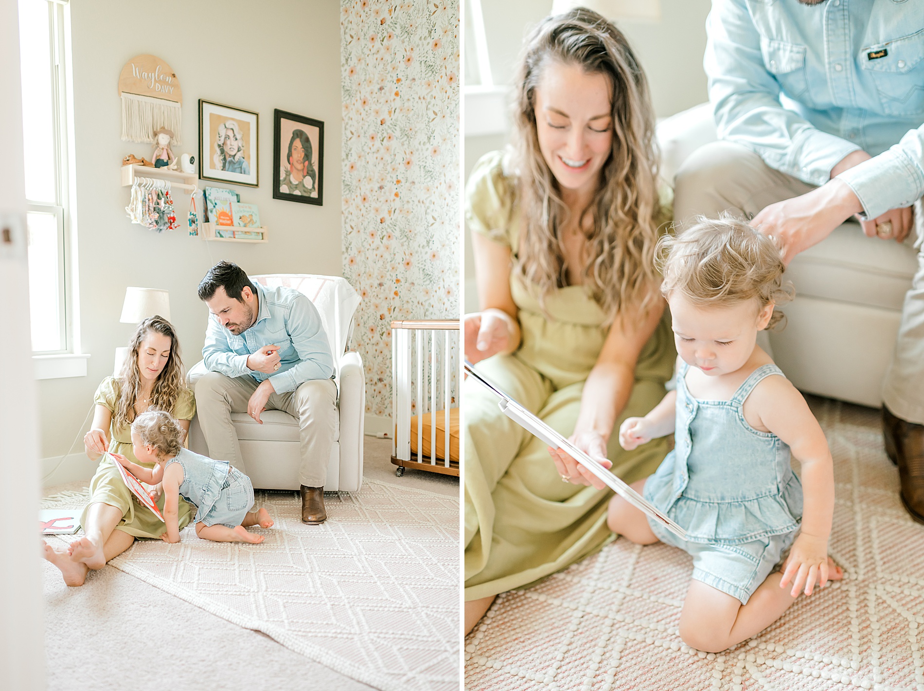 parents read a book with their daughter