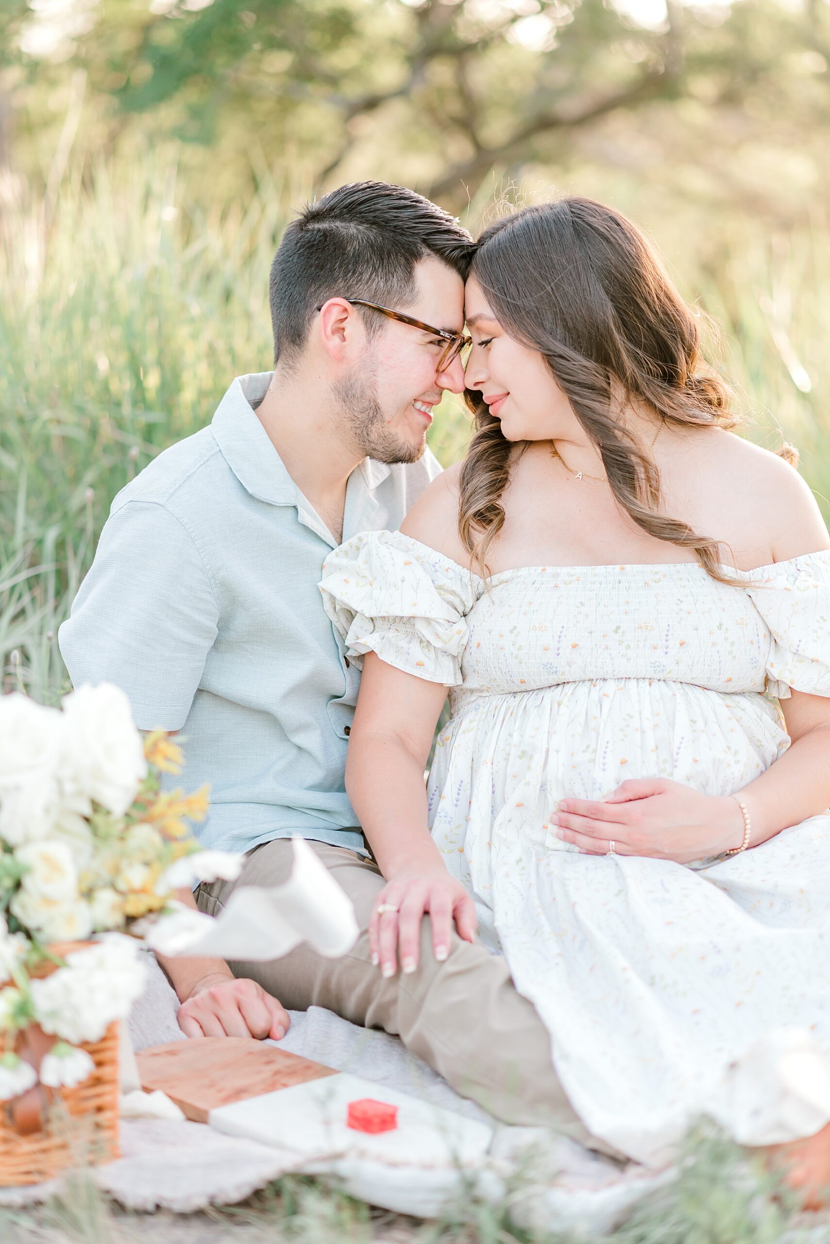 timeless maternity portraits at park in San Antonio, TX