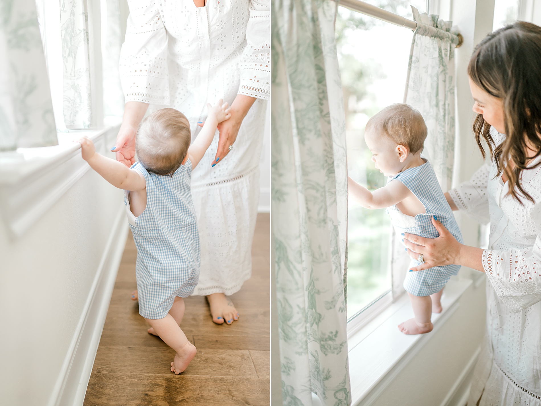 little one looks out the window 