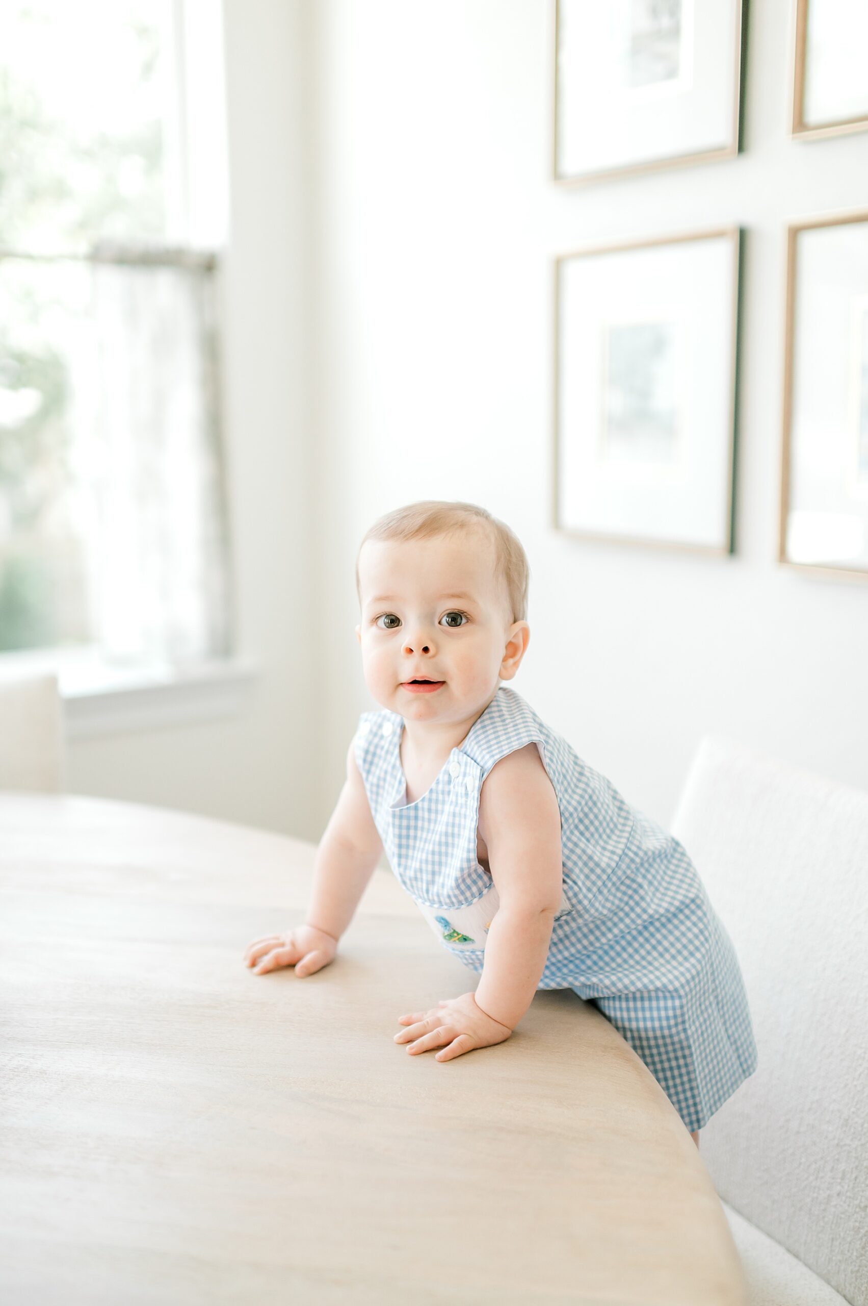 Light and Airy One-Year Milestone Session in San Antonio home