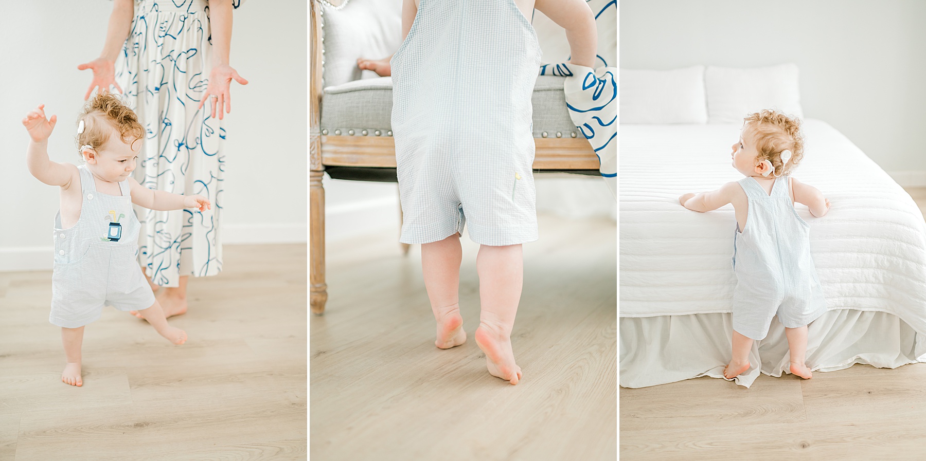 little boy walks around San Antonio studio