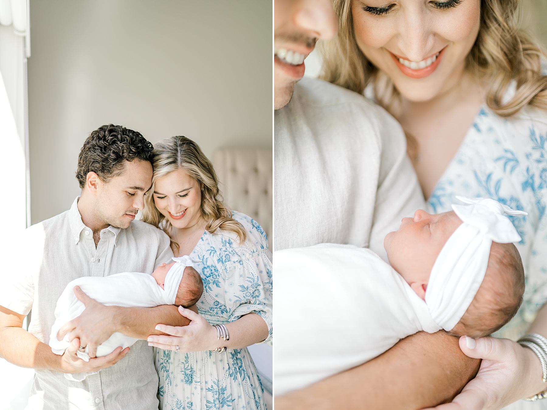 candid family photo during Natural Light In-Home Lifestyle Newborn Session