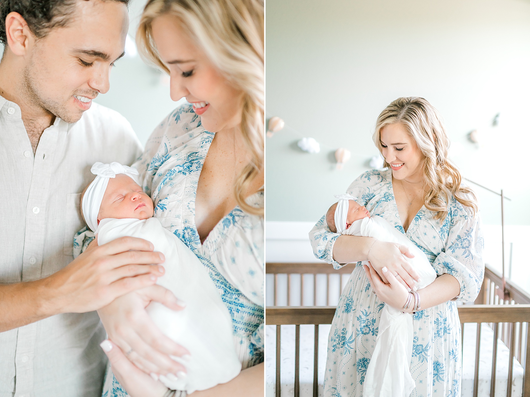 parents look lovingly at their newborn 