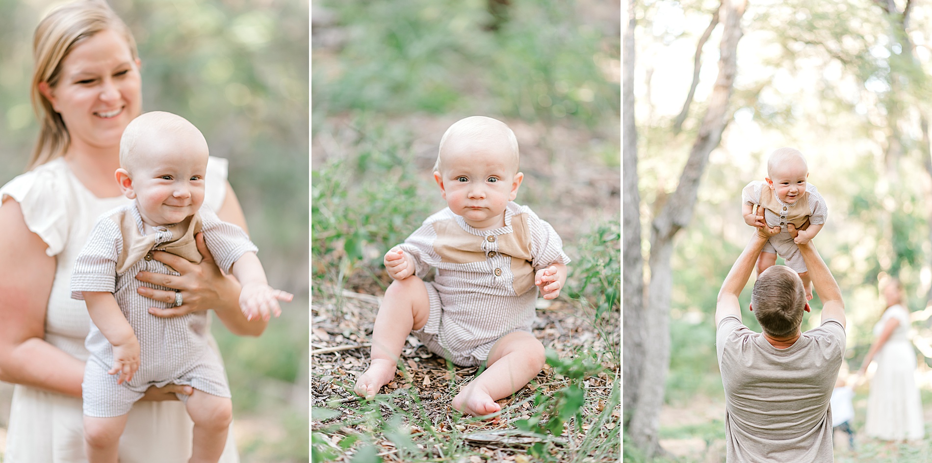 parents hold their baby boy during  Brackenridge Park Family Session in San Antonio TX 