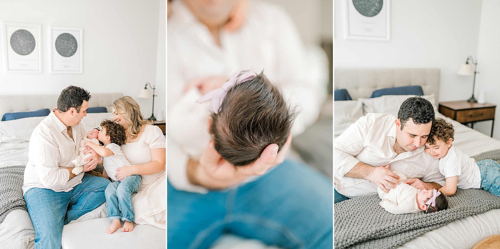 dad holds newborn girl 