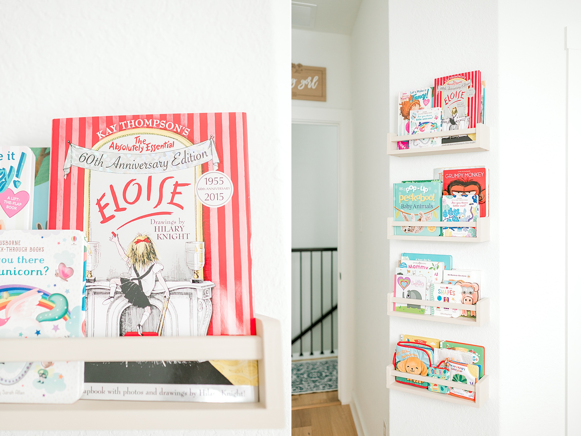 books on bookshelf in nursery 