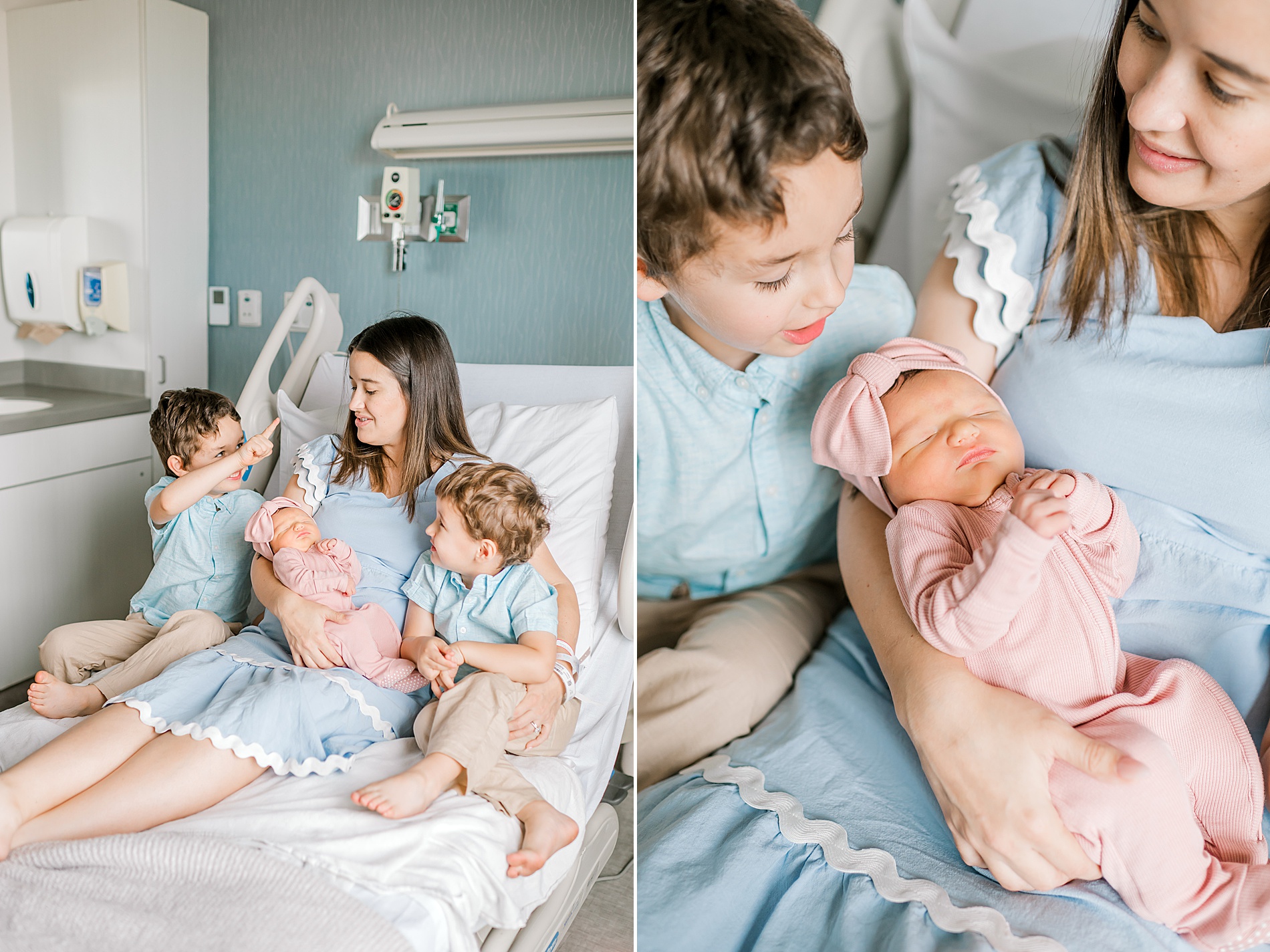 mom with three kids during Heartwarming Fresh 48 Session 