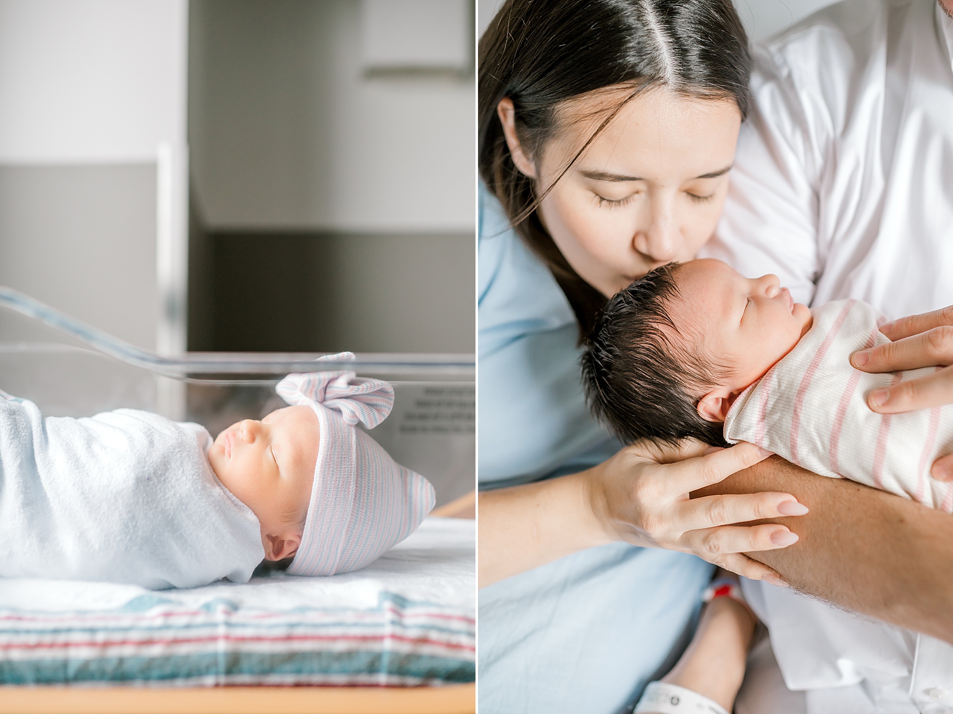 mom kisses newborn girl