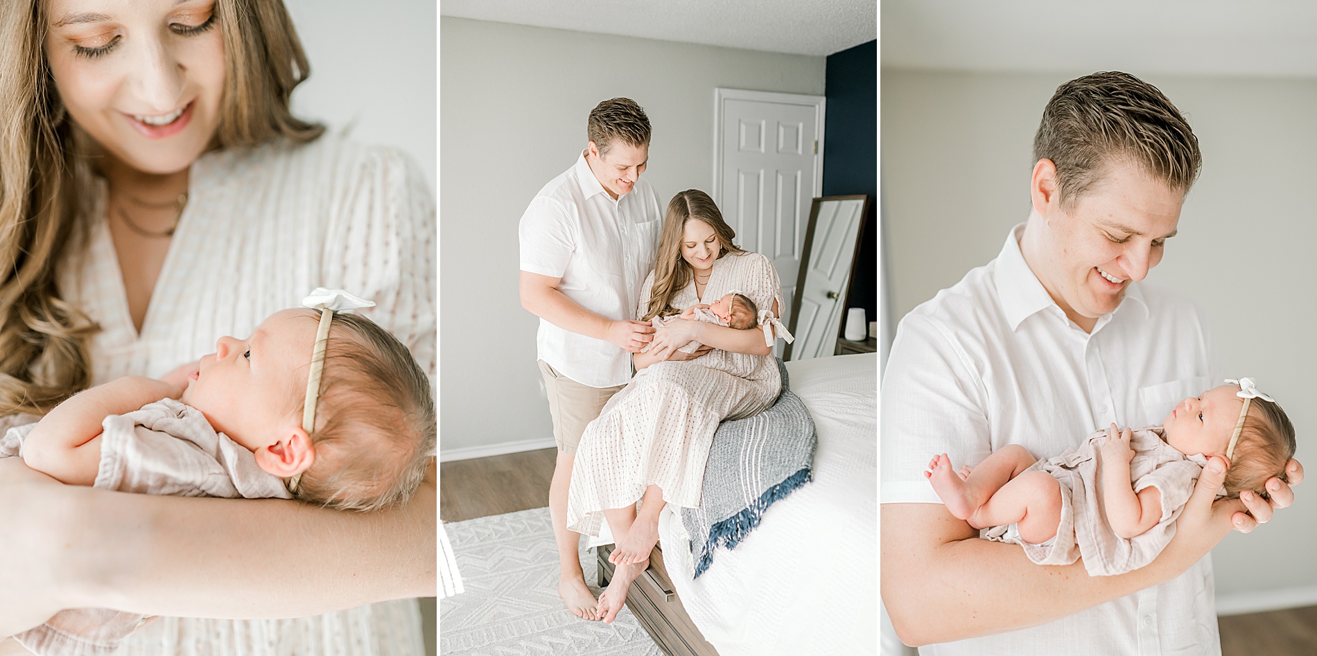 parents hold their baby girl during in-home lifestyle session