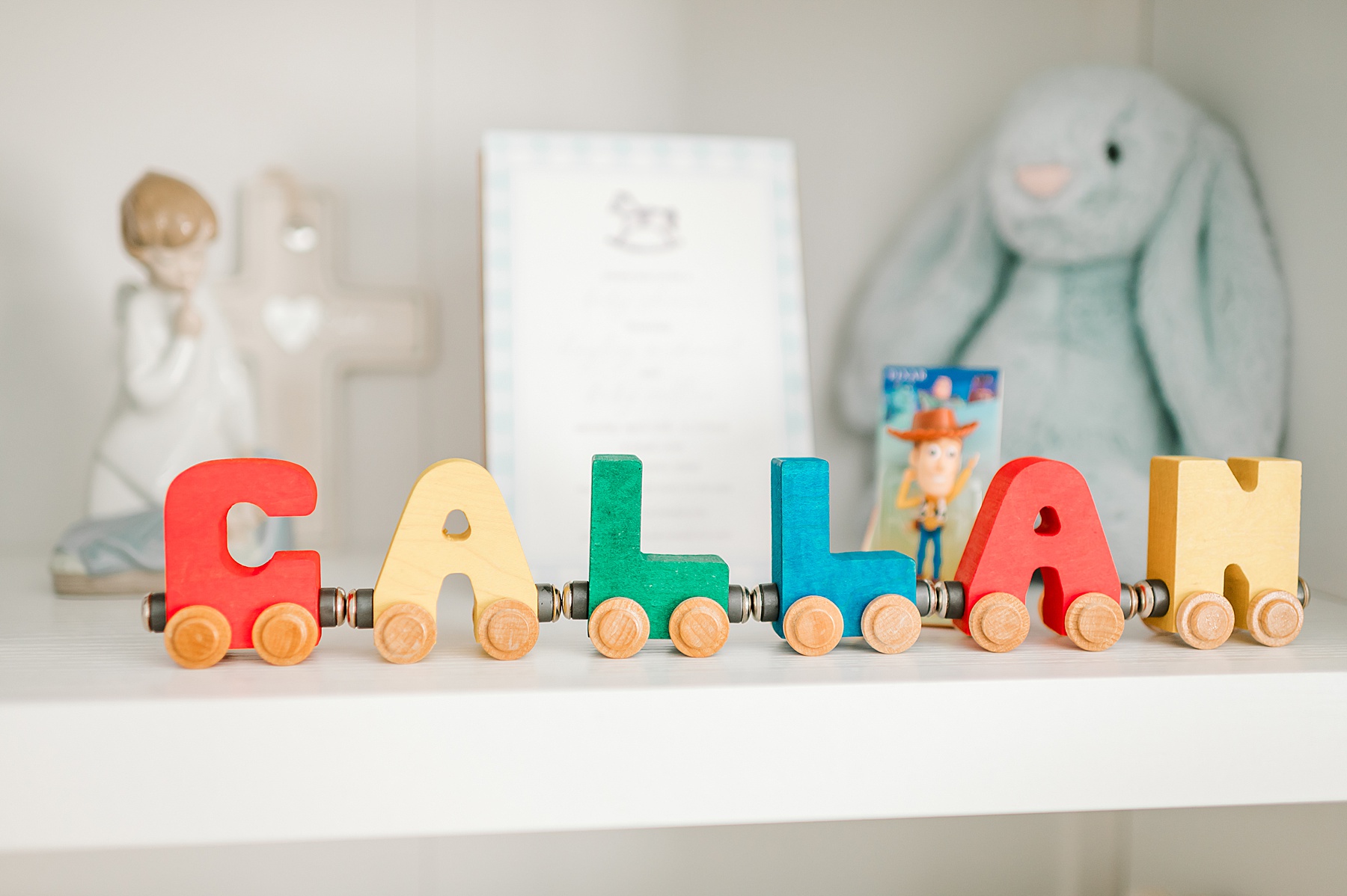 Callan name decor on book shelf