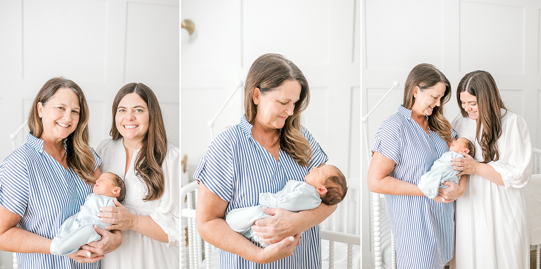 three generation photo with newborn boy, his mom, and his grandma