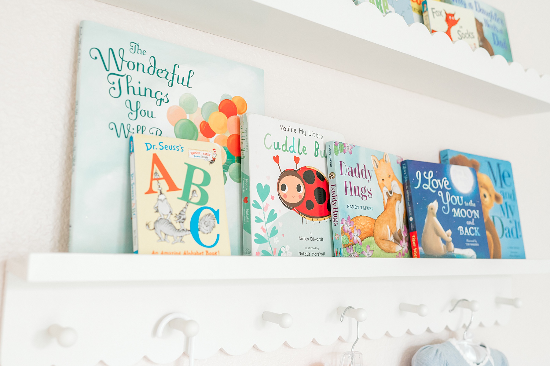 baby books on shelf