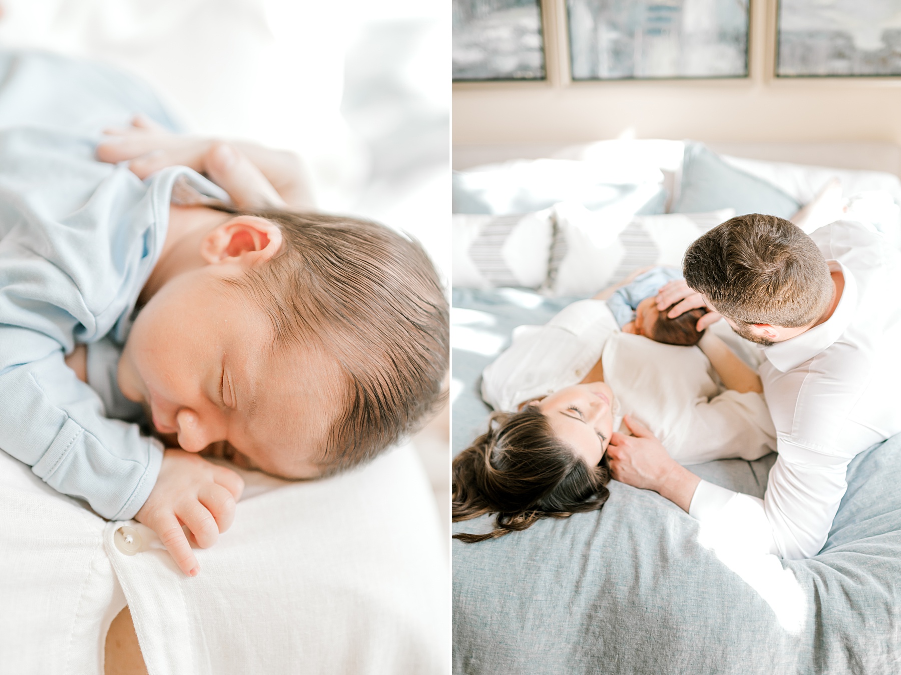 lifestyle newborn photos of parents with son