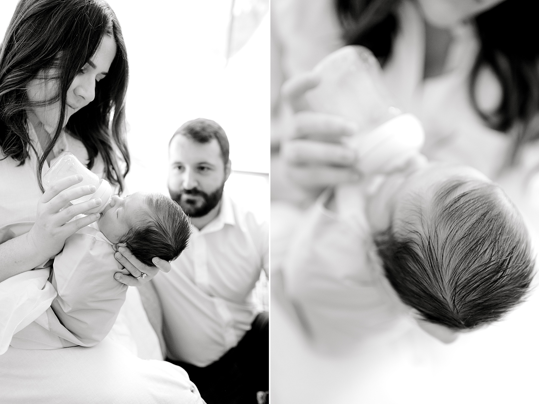 mom feeds her newborn during in-home lifestyle session