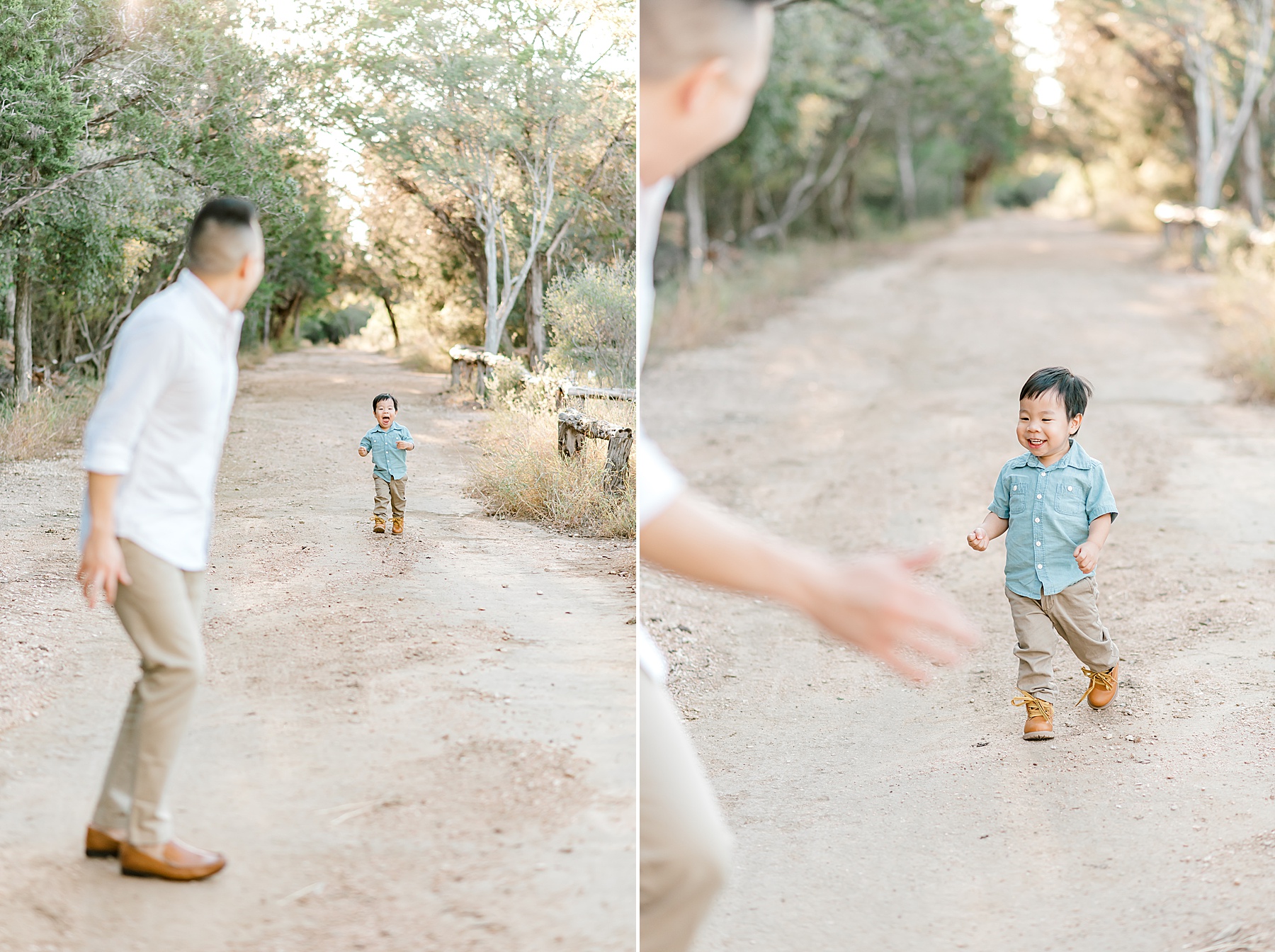 dad runs with his son 