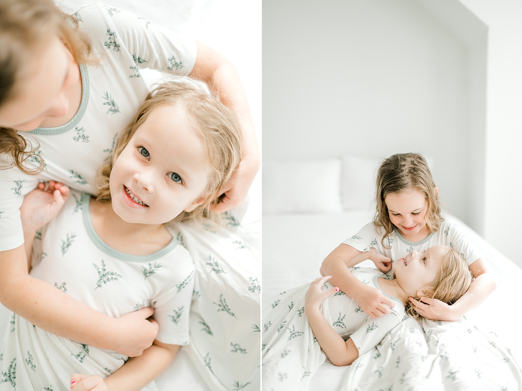 siblings hug each other during studio session in San Antonio, TX