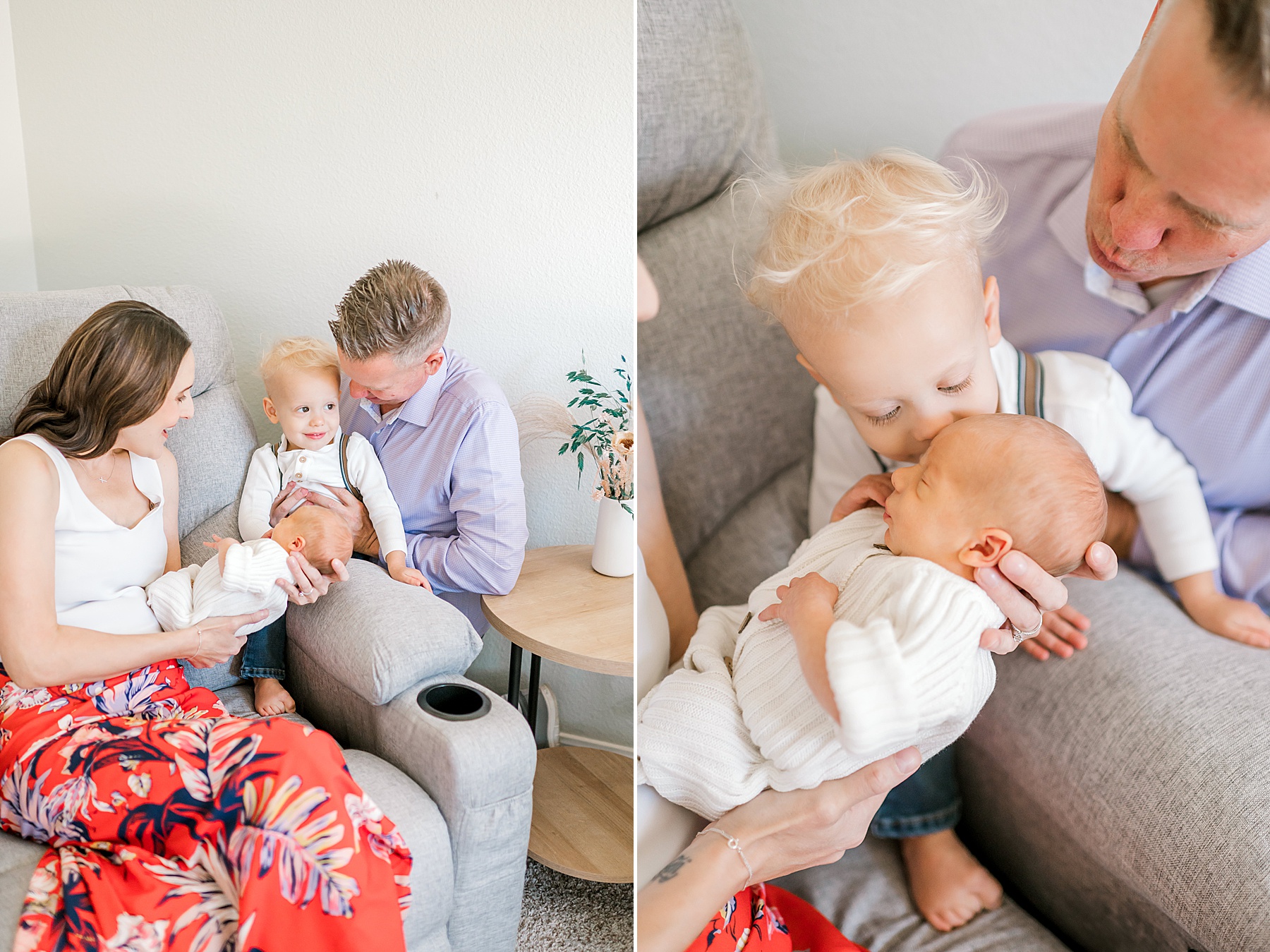 big brother kisses baby brother's head