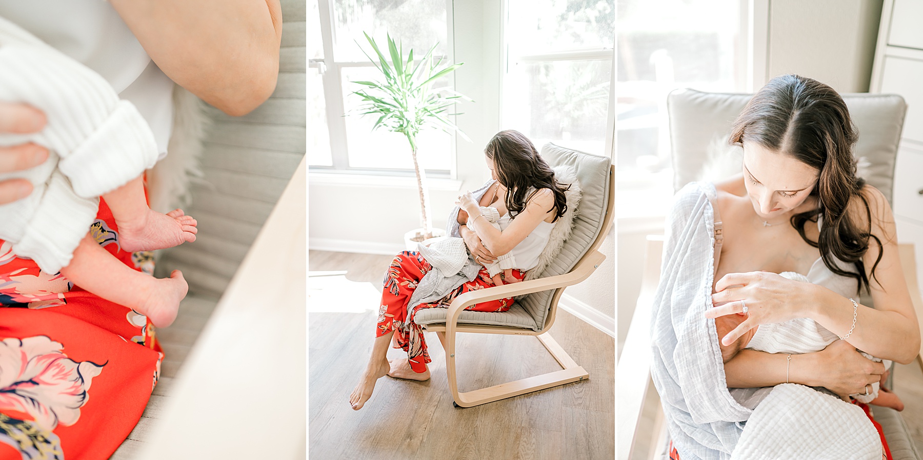 mom snuggles and feeds her newborn | Lifestyle Newborn Photography