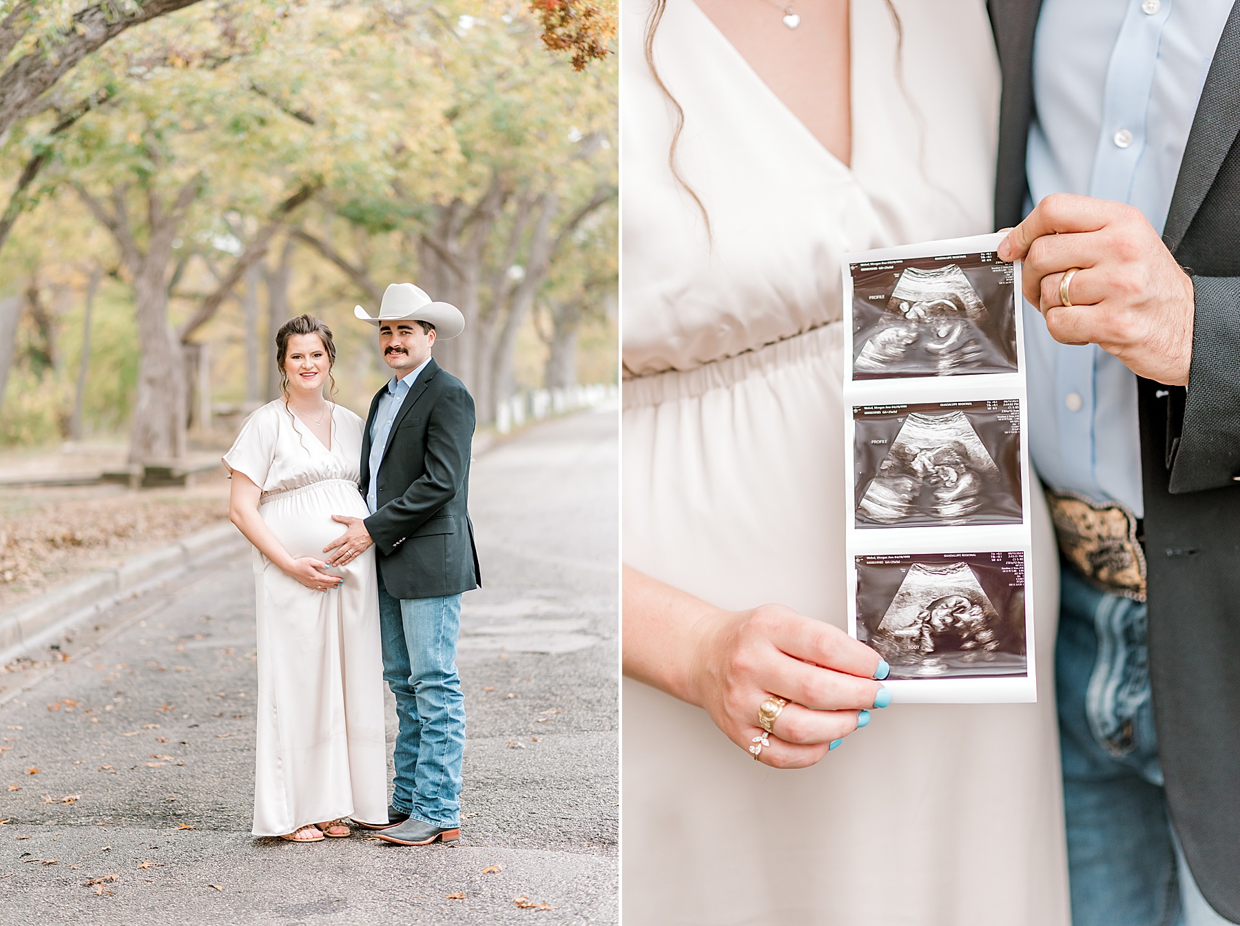 couple hold sonogram photo of baby during Heartfelt Maternity Session