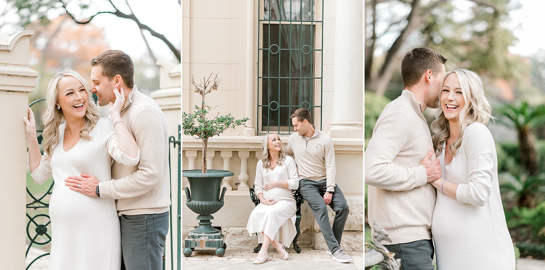 Candid portraits of couple during Downtown San Antonio Maternity Session