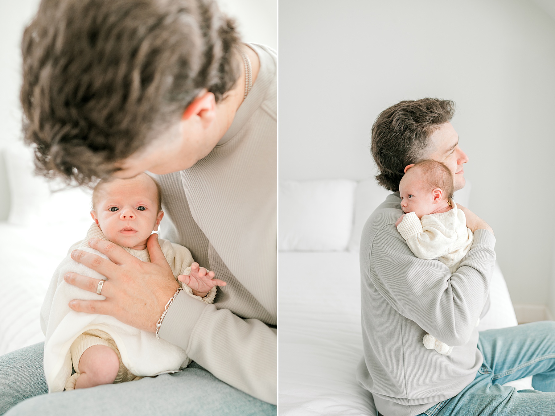 dad holds newborn 