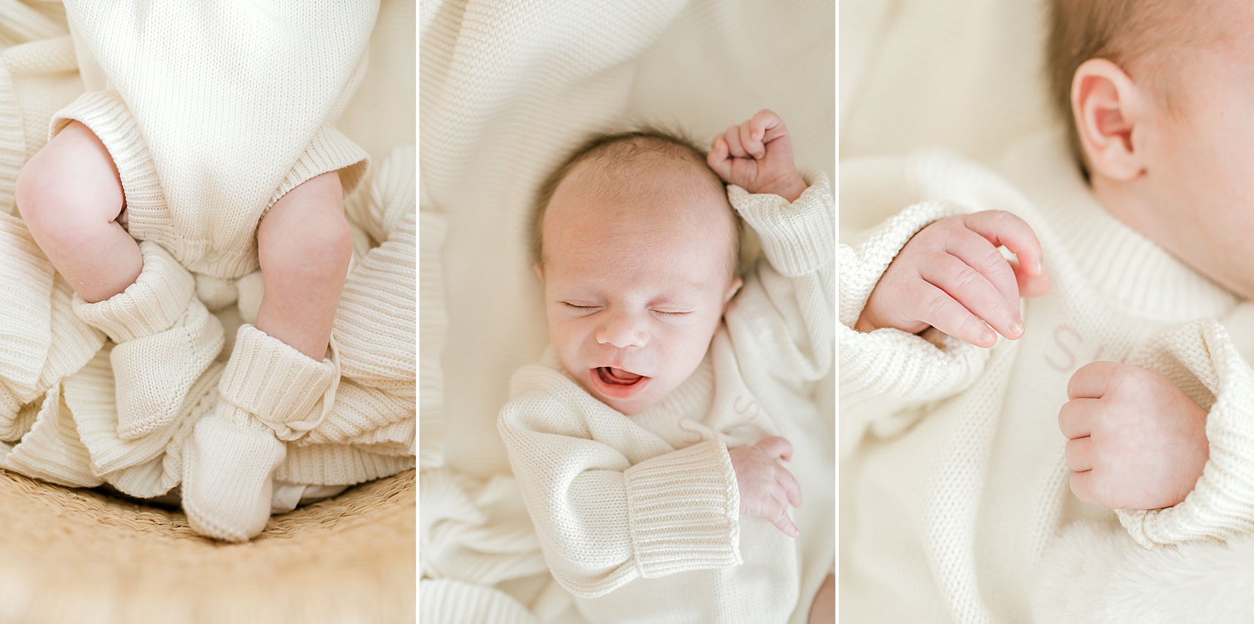 precious newborn boy during Cozy Winter Newborn Session in Texas Studio