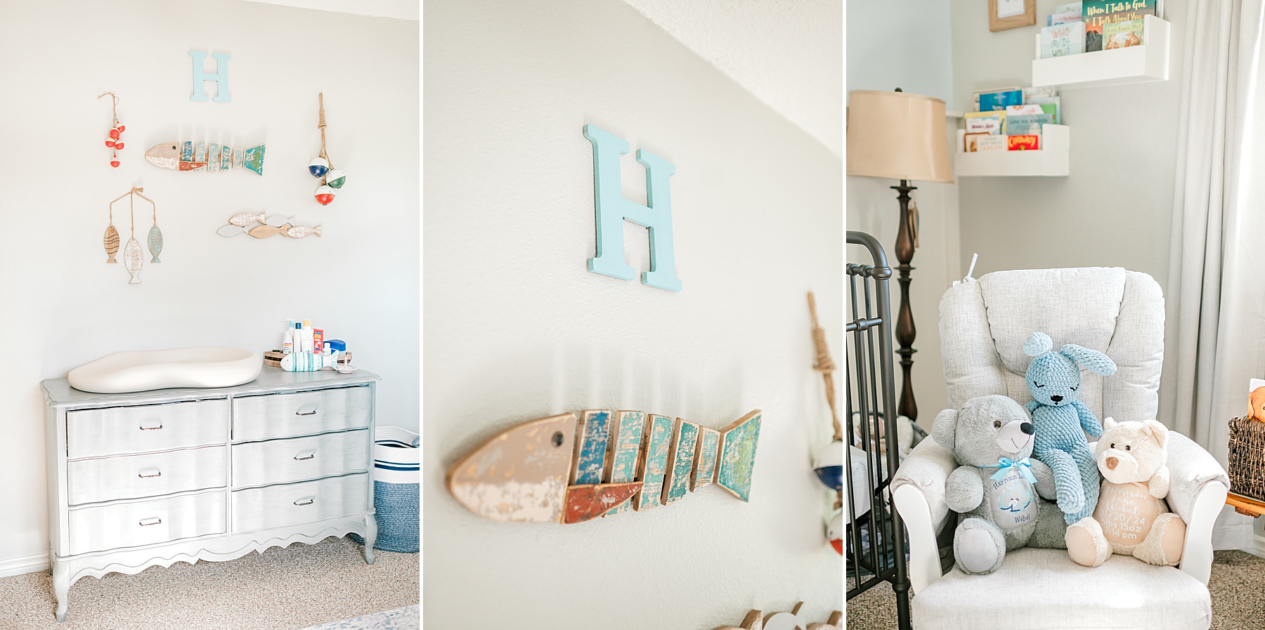 fish themed nursery from Rainbow Baby Newborn Session