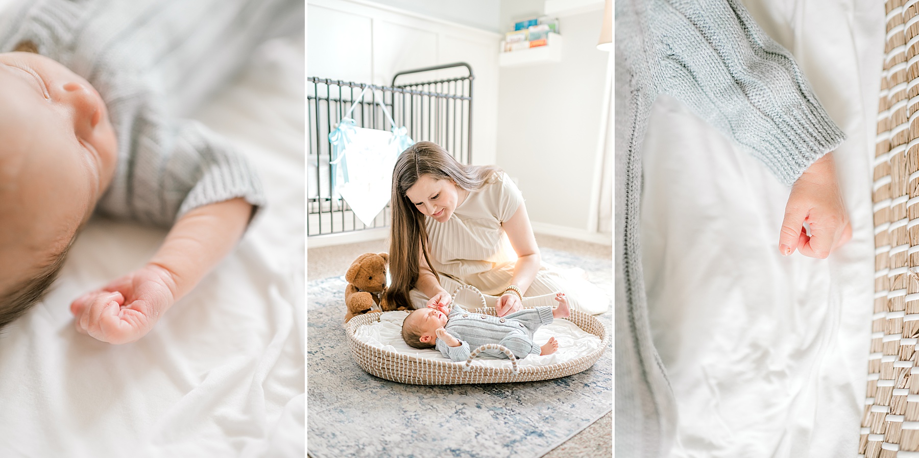 newborn in bassinet from San Antonio newborn session