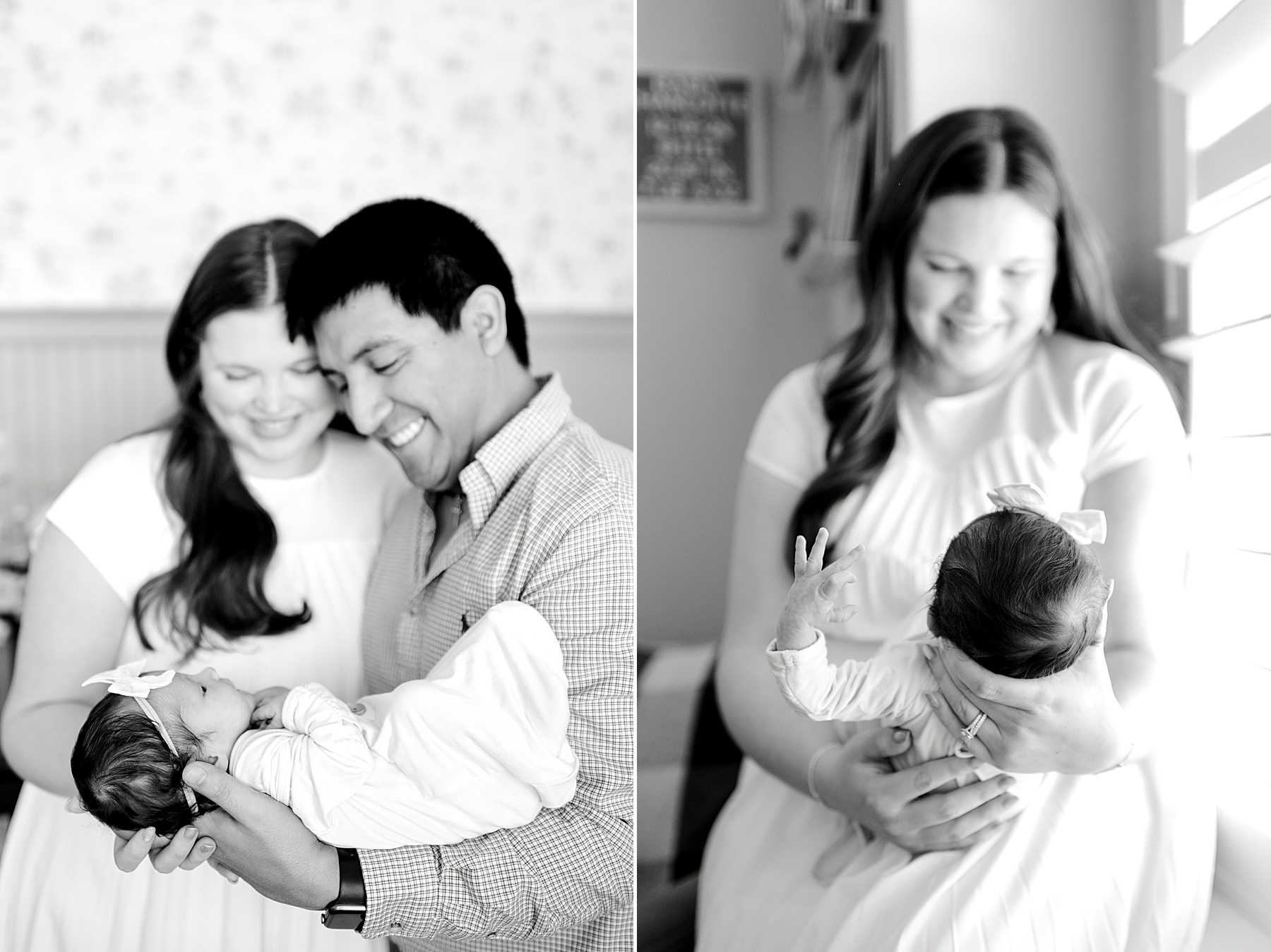 parents look lovingly at ntewborn