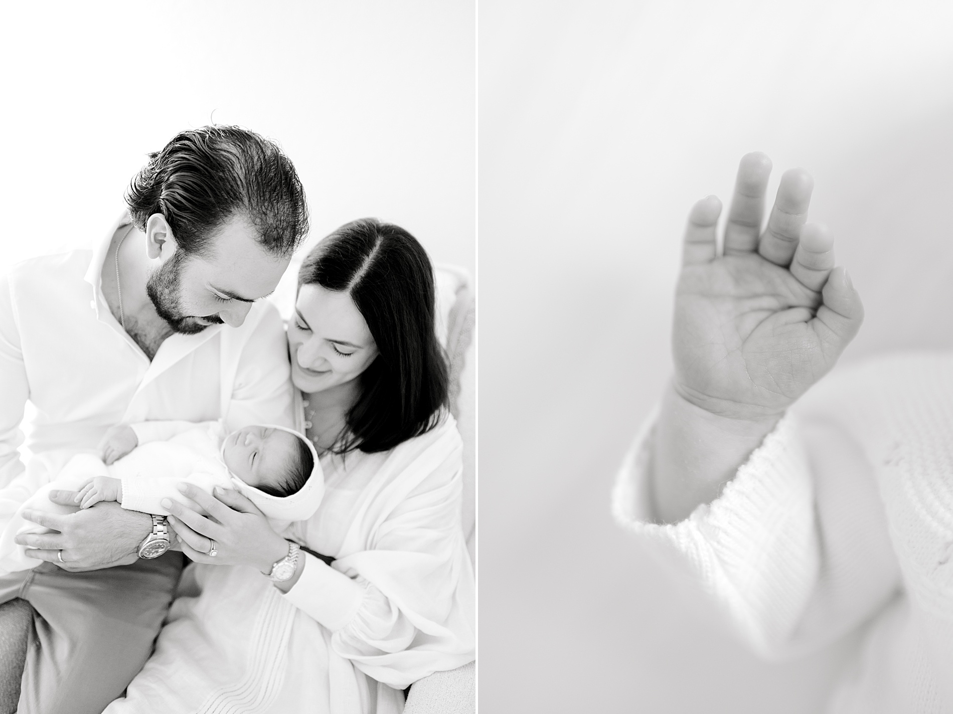 timeless black and white lifestyle newborn photos