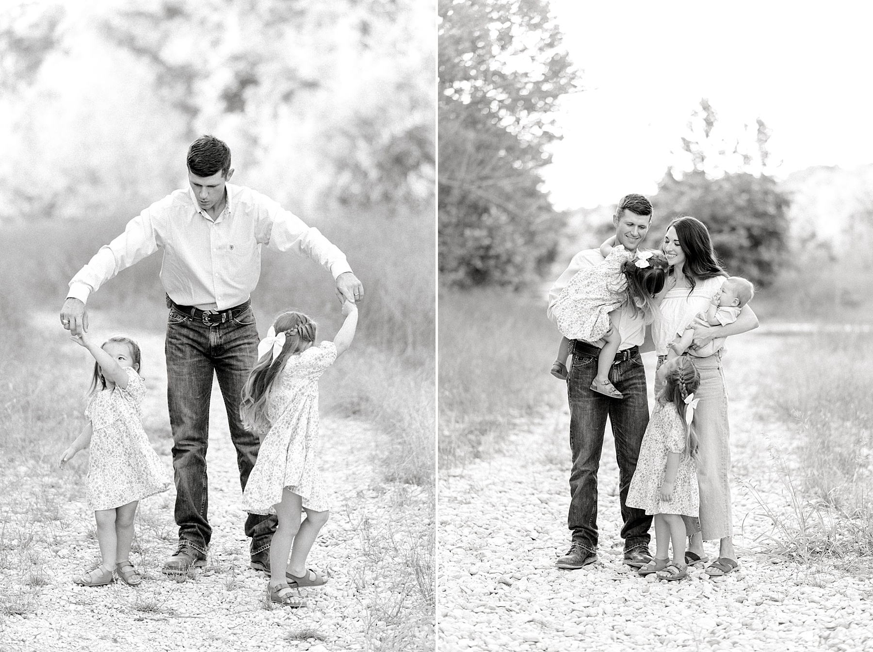 dad with family during Crescent Bend Family Session | How to Choose the Right Season and Setting for Family Photos