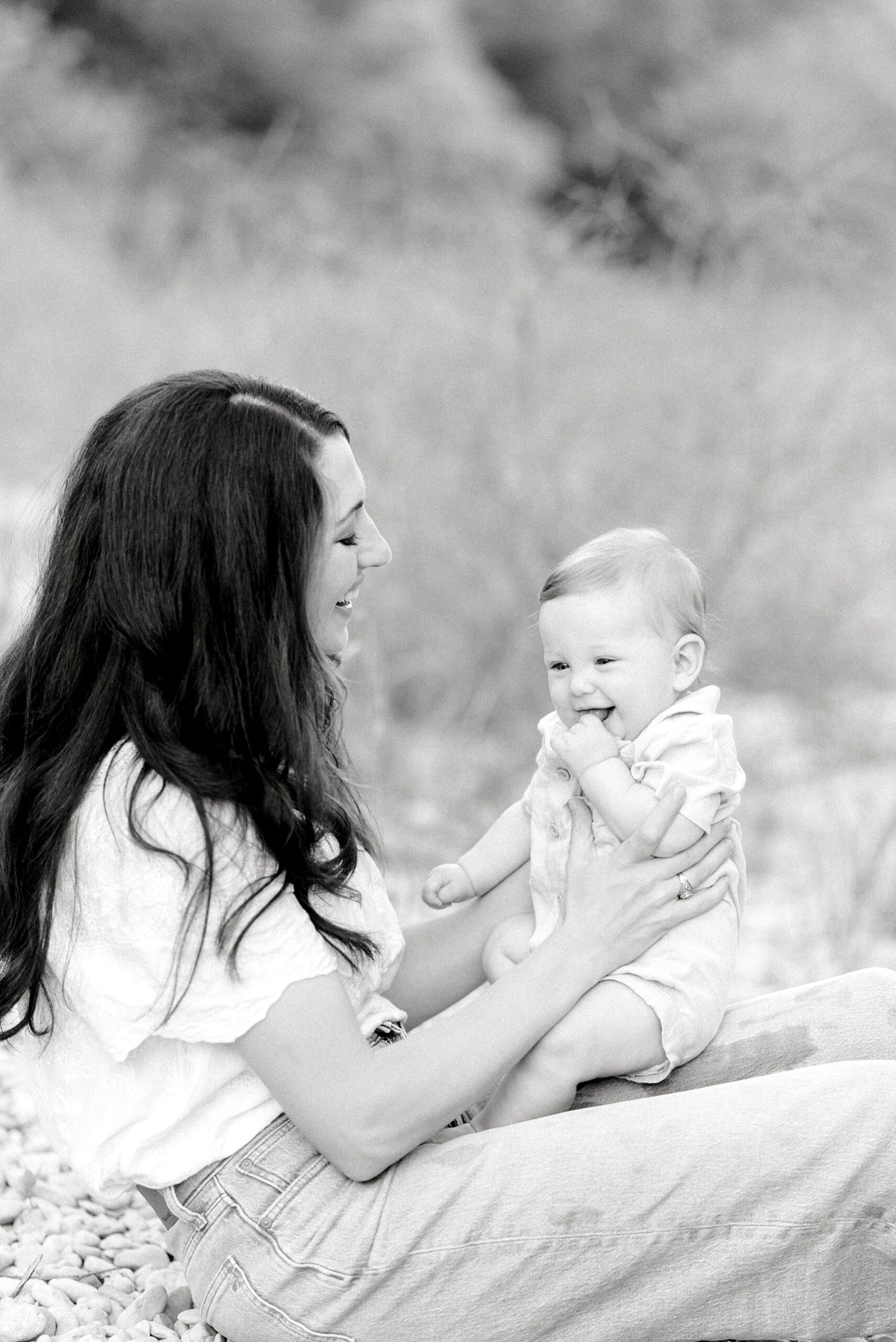 mom sits with baby boy