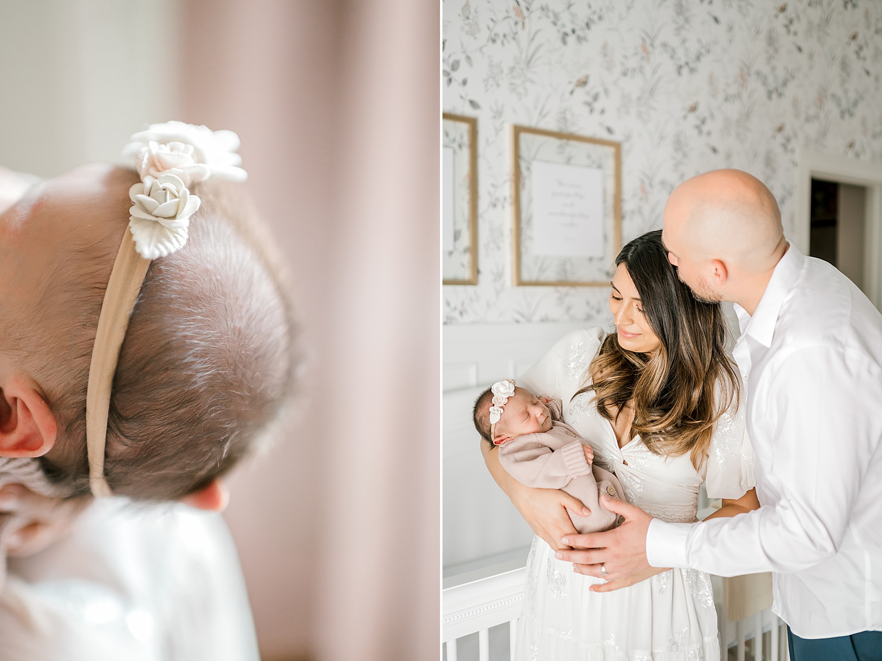 new parents hold newborn close