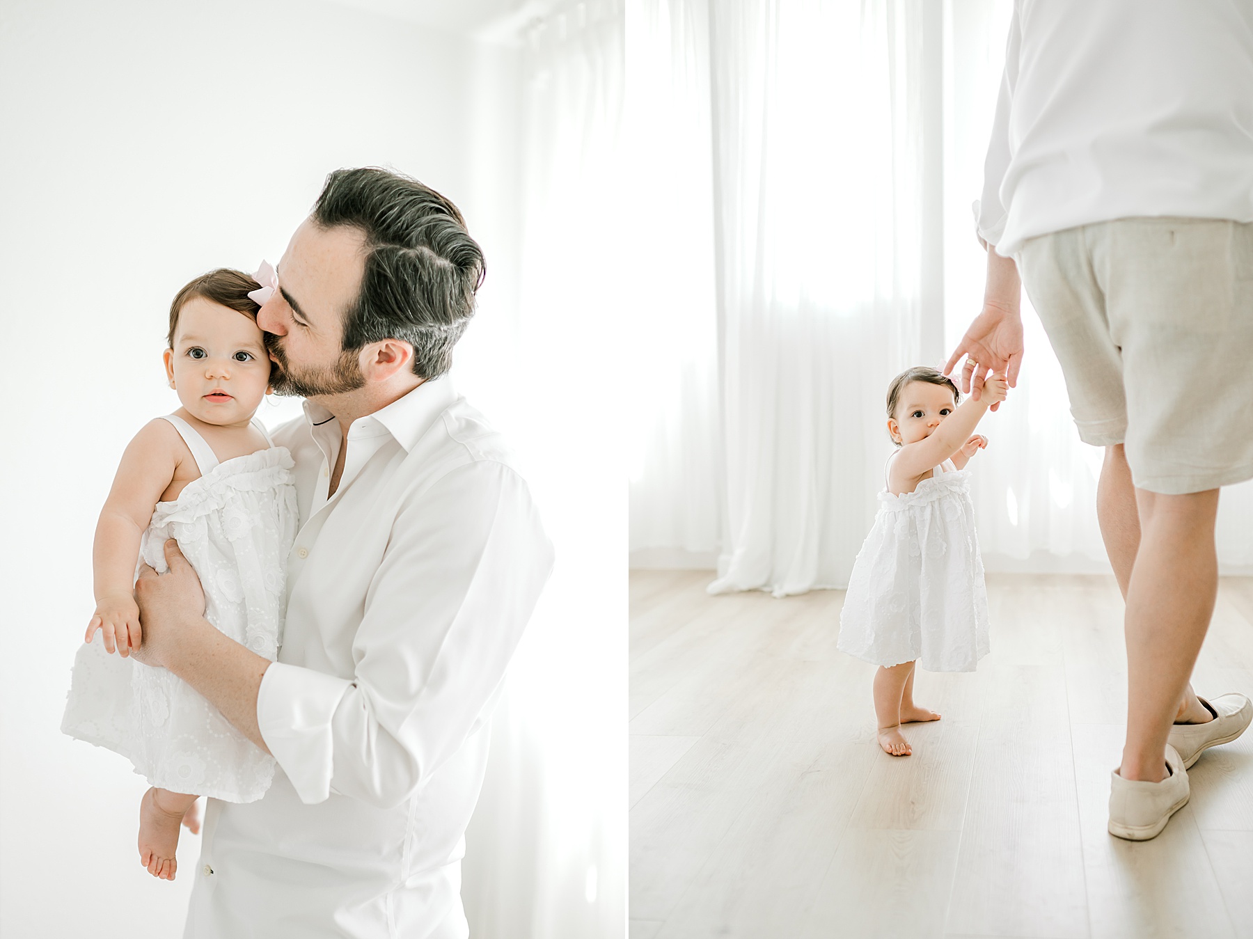 dad with little girl during Bulverde, TX studio session