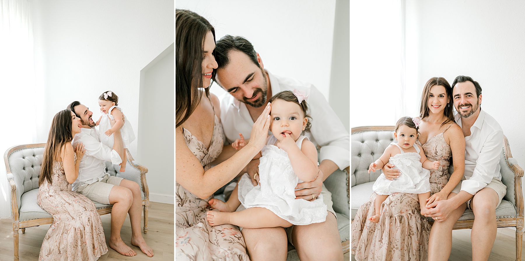 family of three during Studio Milestone Session in Bulverde, TX