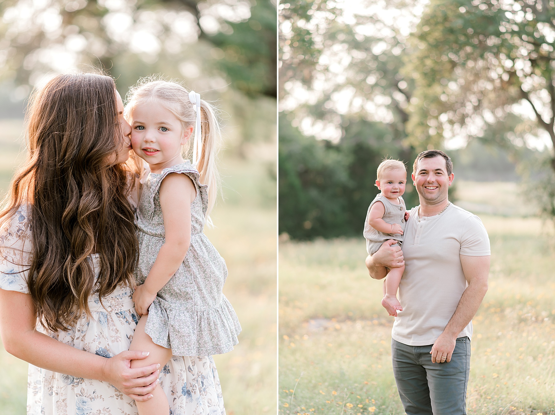 mom holds daughter and dad holds son