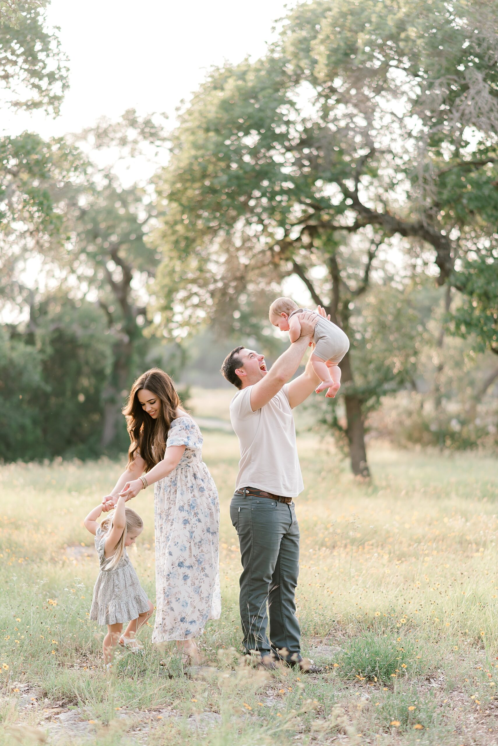 family of four during Sitter Session in Bulverde, TX
