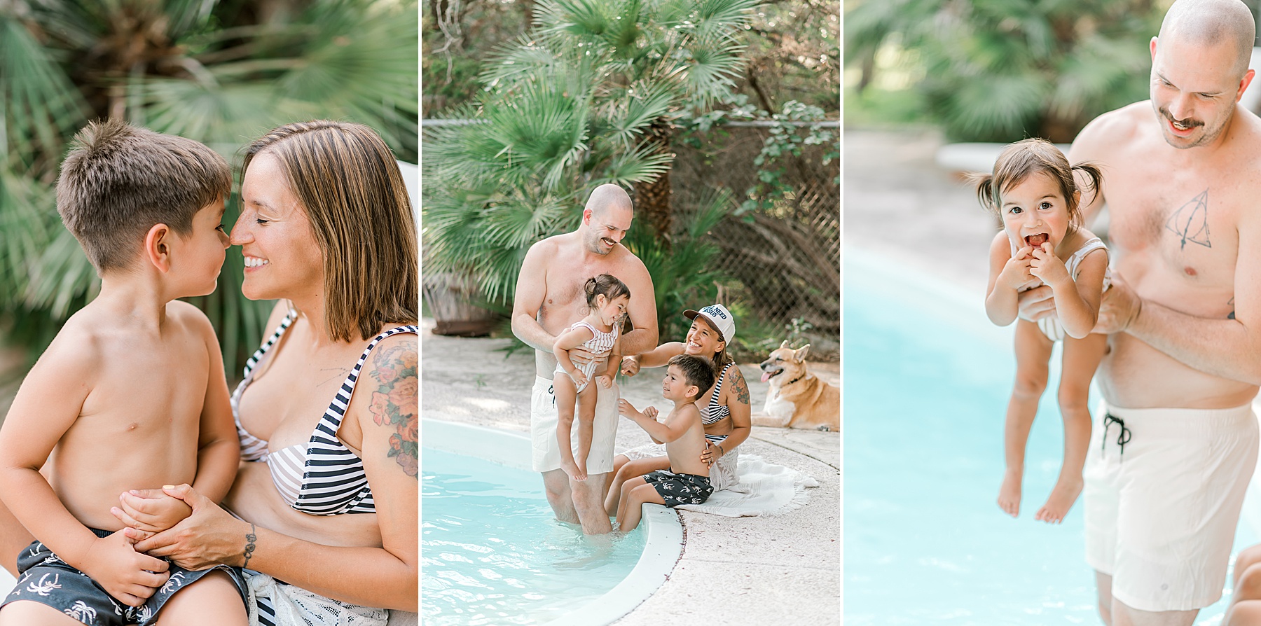 candid pool party family photos