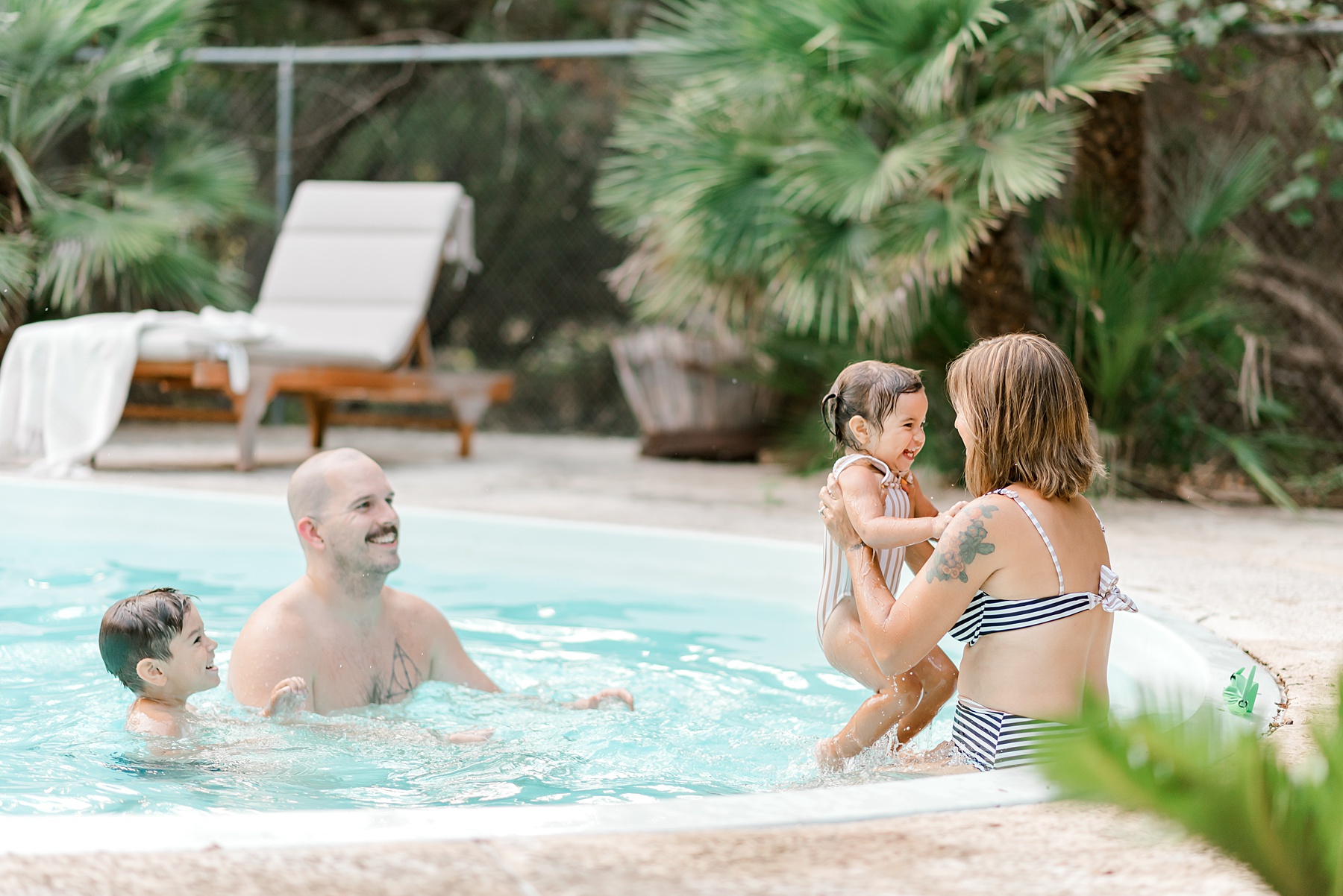 Backyard Pool Party Summer Family Session in