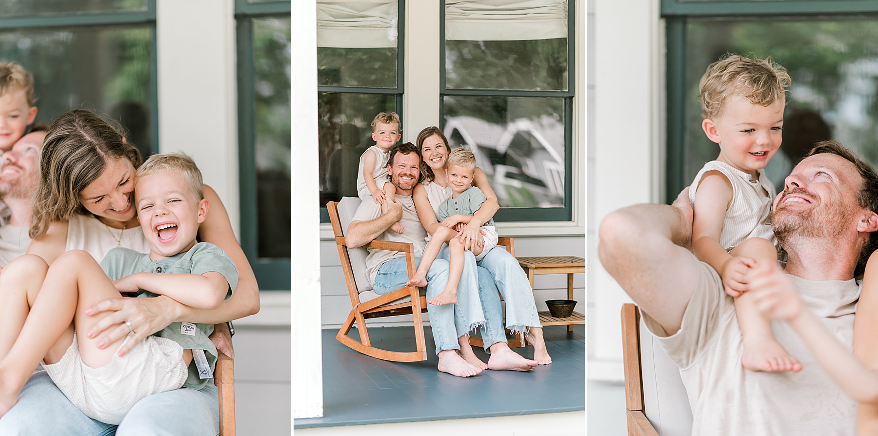 Candid family portraits of family of four from Mahncke Park In-Home Family Session 