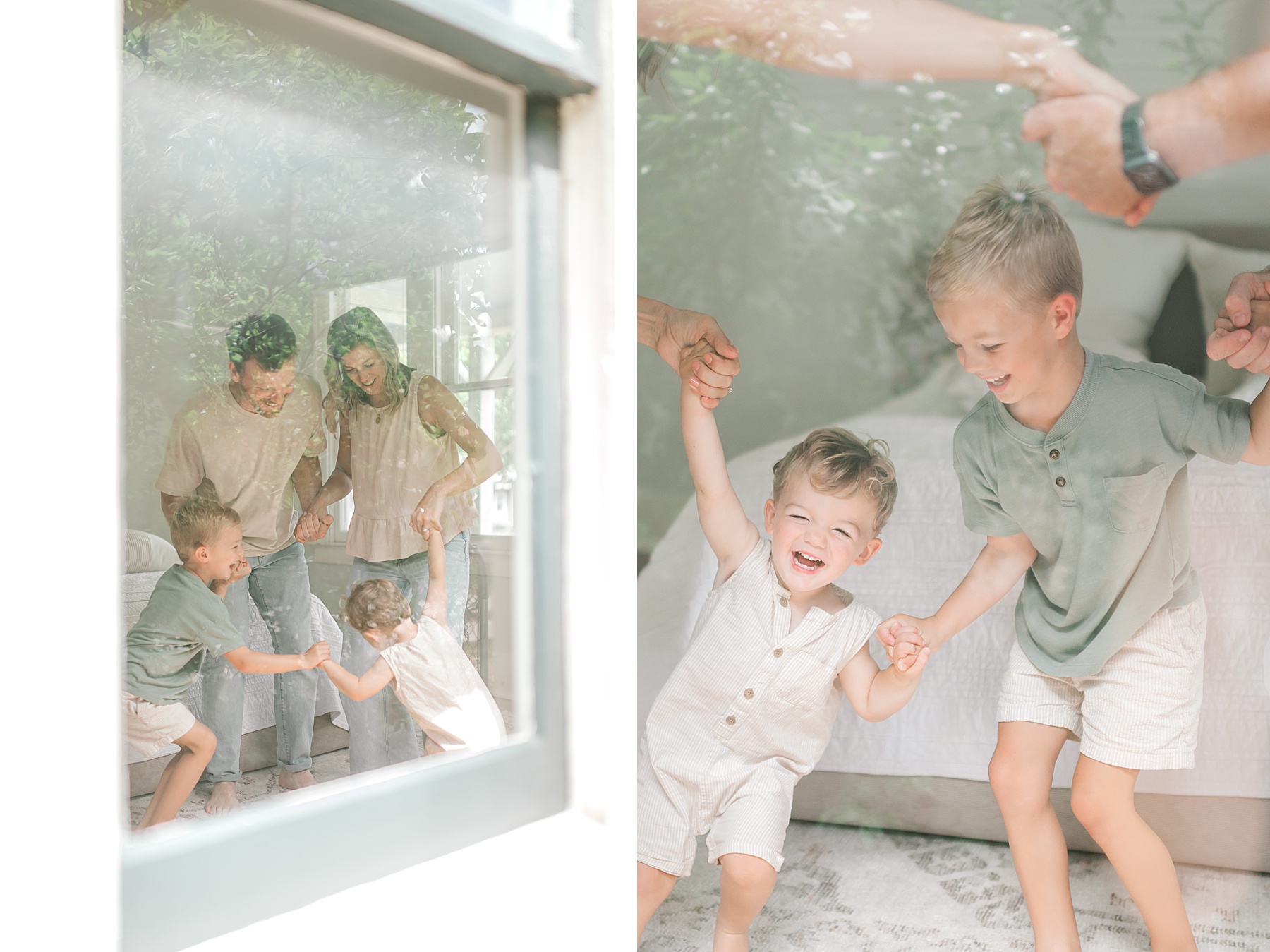 photo of family dancing through the window