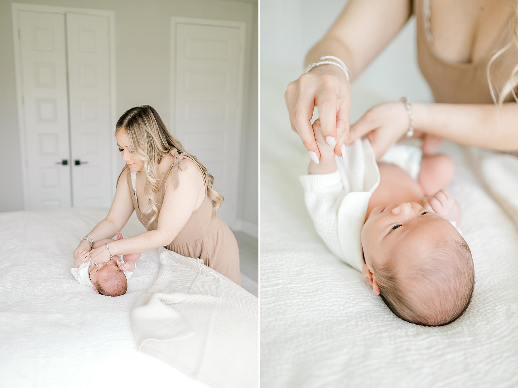 mom changes newborn
