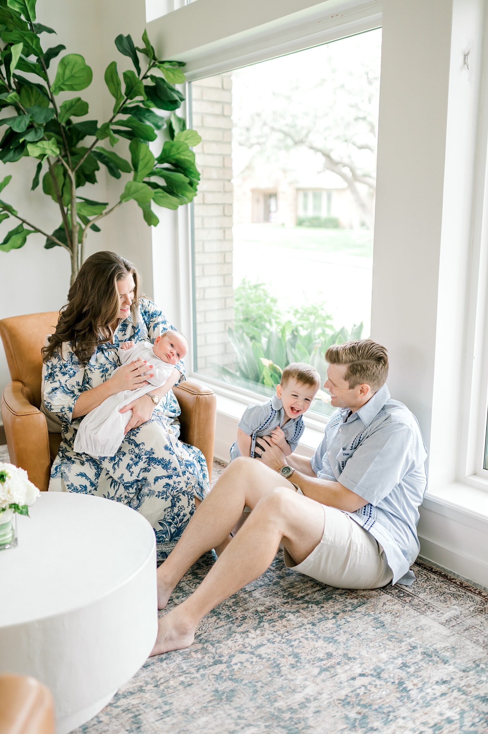 family of four during in-home newborn and family session