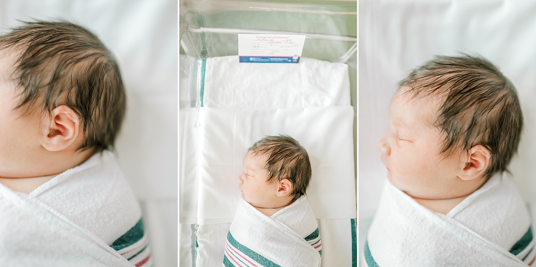 newborn swaddled in hospital blanket during fresh 48 session 