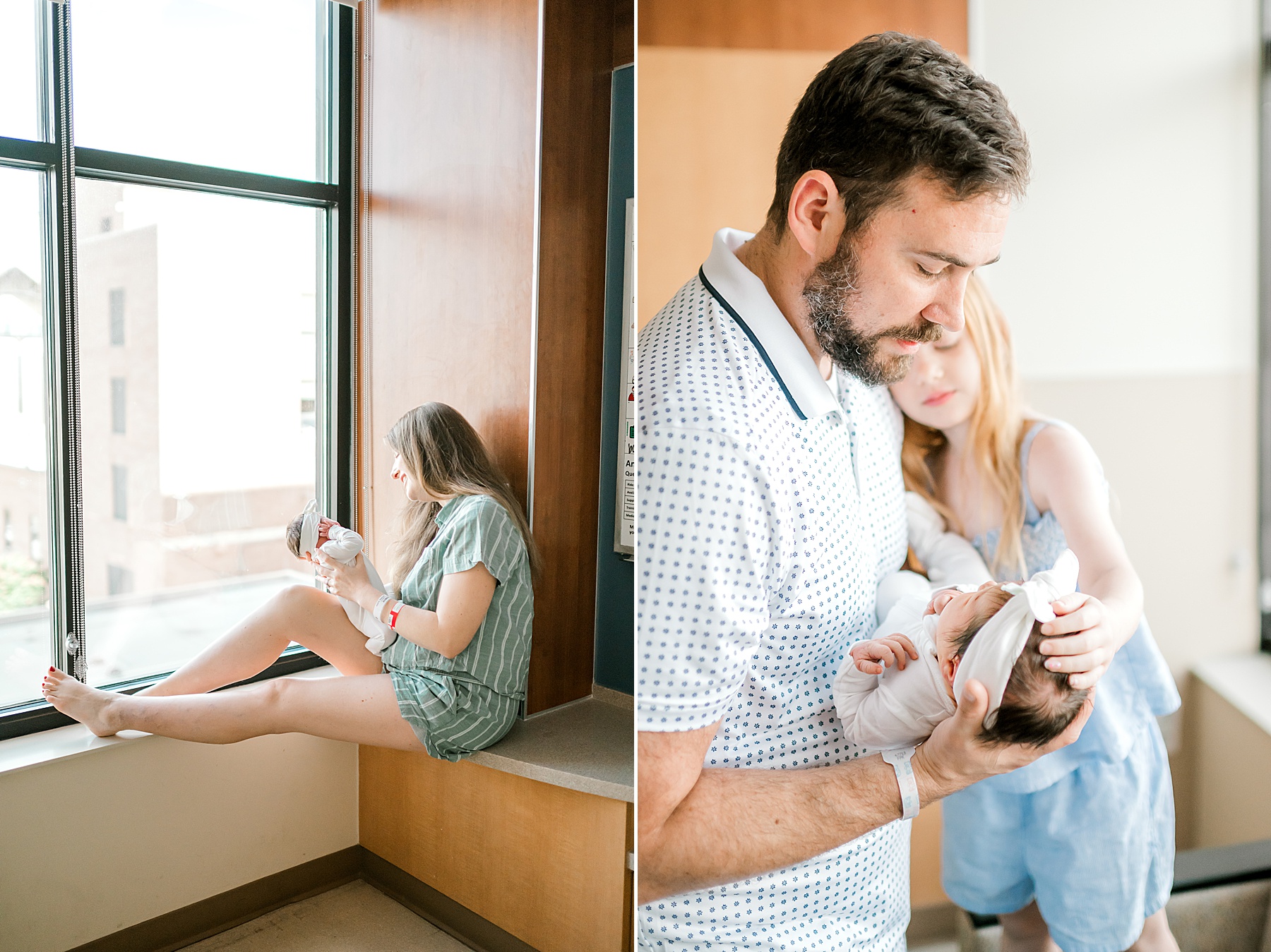mom and dad take turns holding newborn 