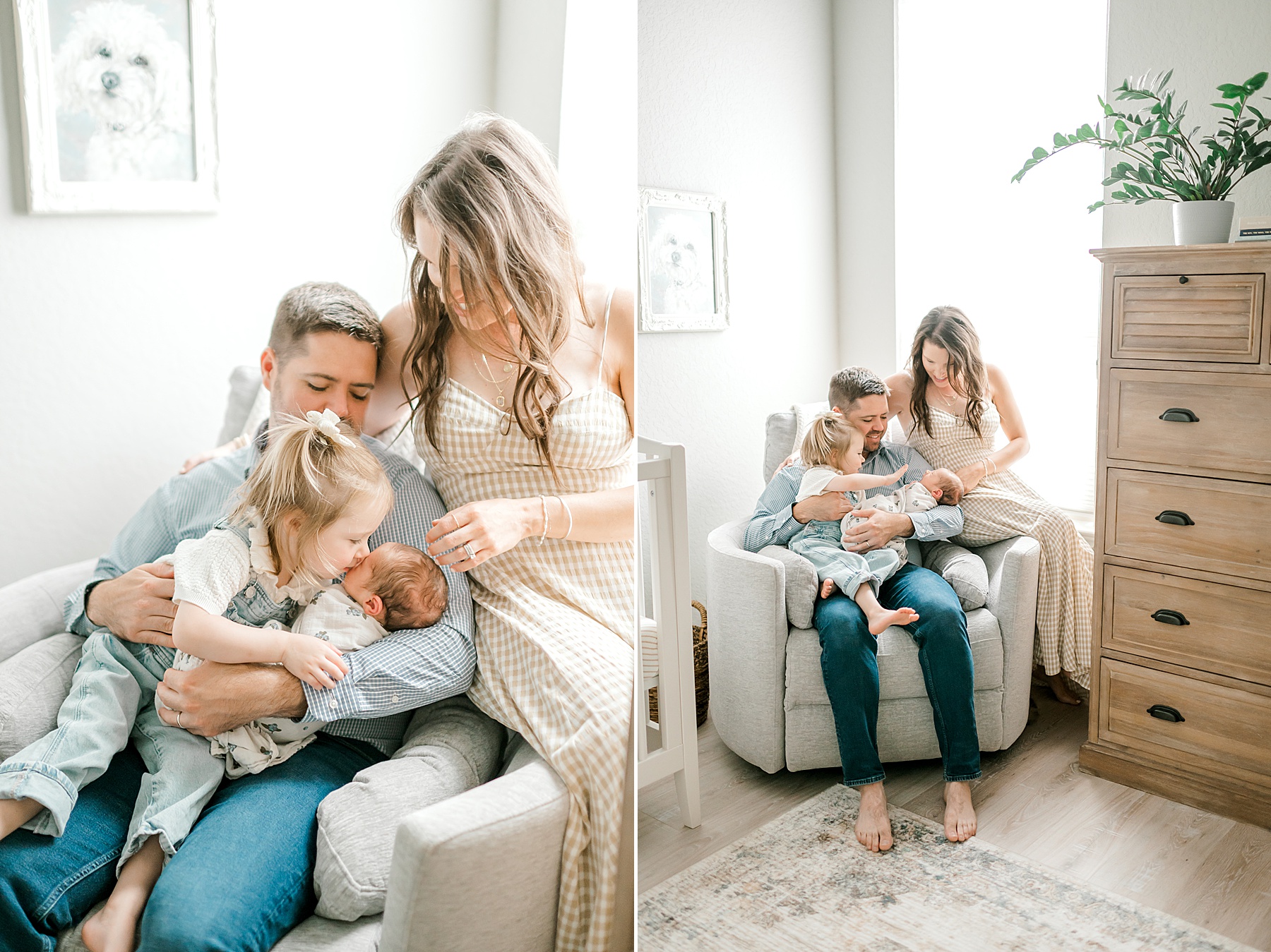 family sits together on chair 
