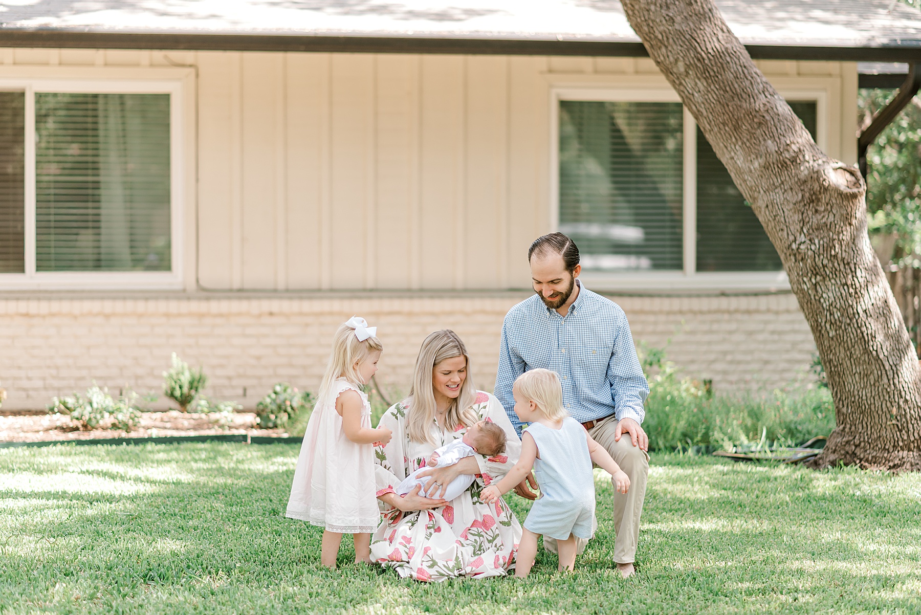 new family of five during in-home session