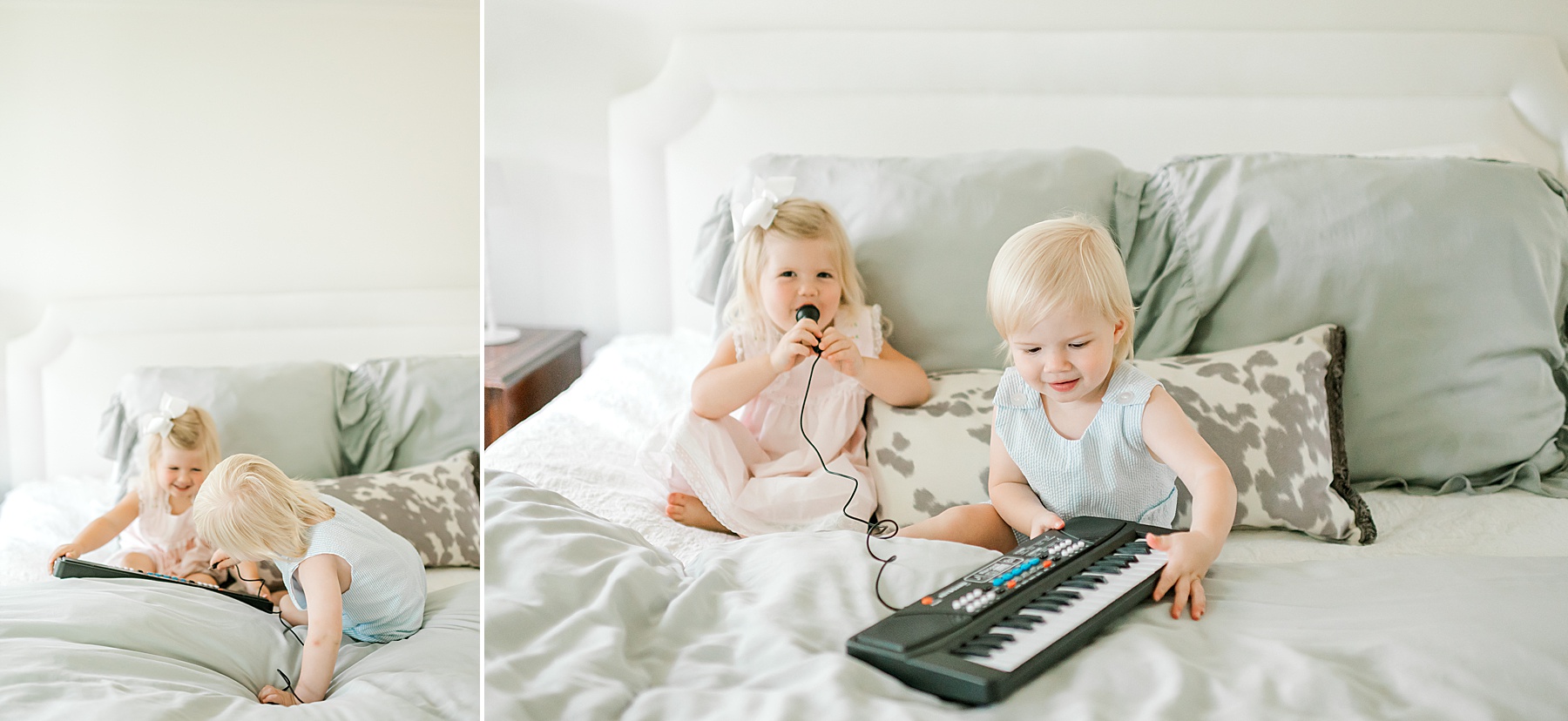 older siblings play during in-home session
